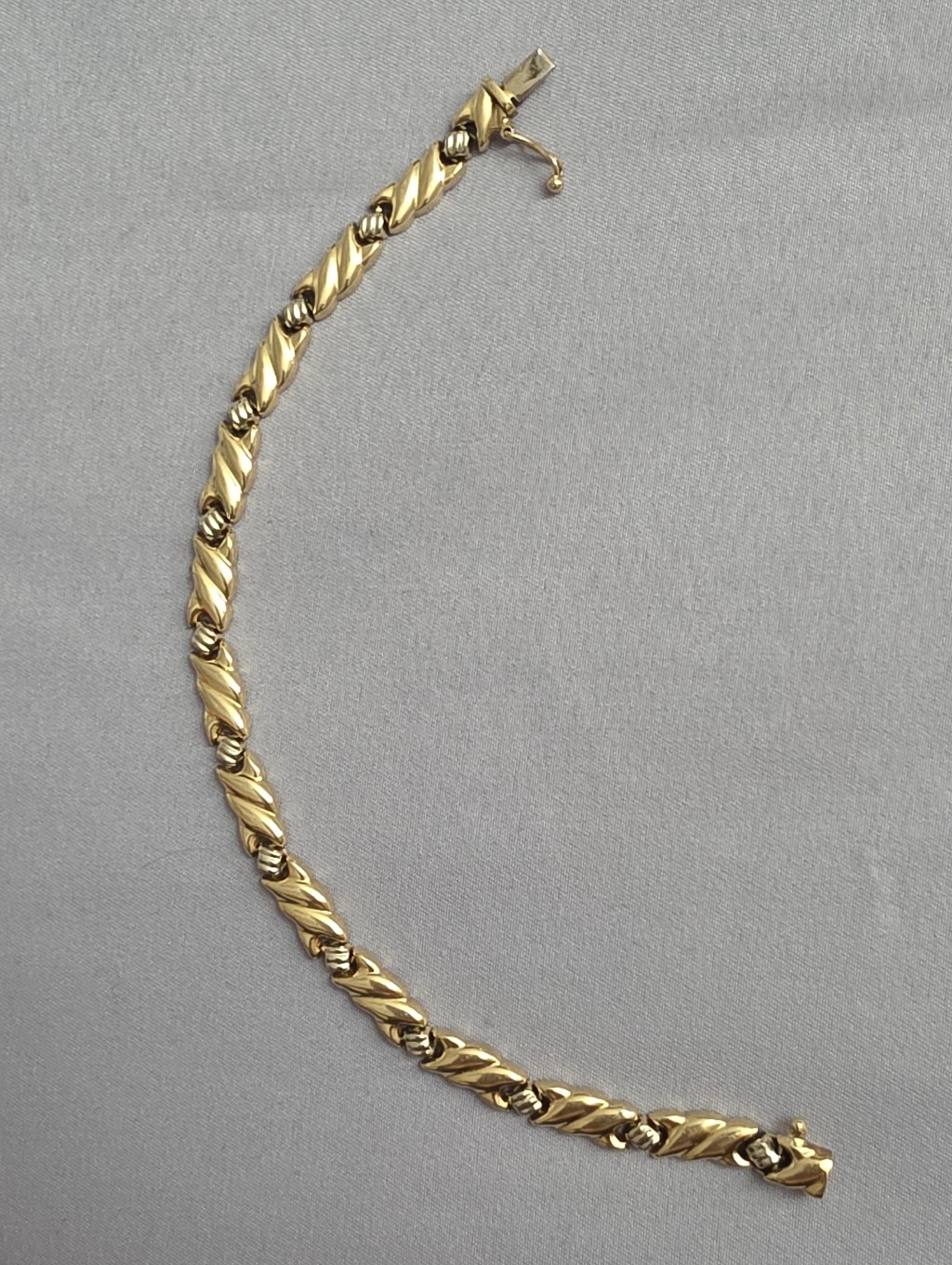 14k Two Tone Yellow And White Gold Link Bracelet